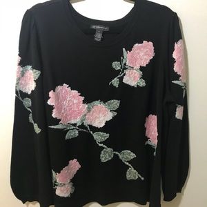 INC SWEATER Peony Garden Black 2XL NWT